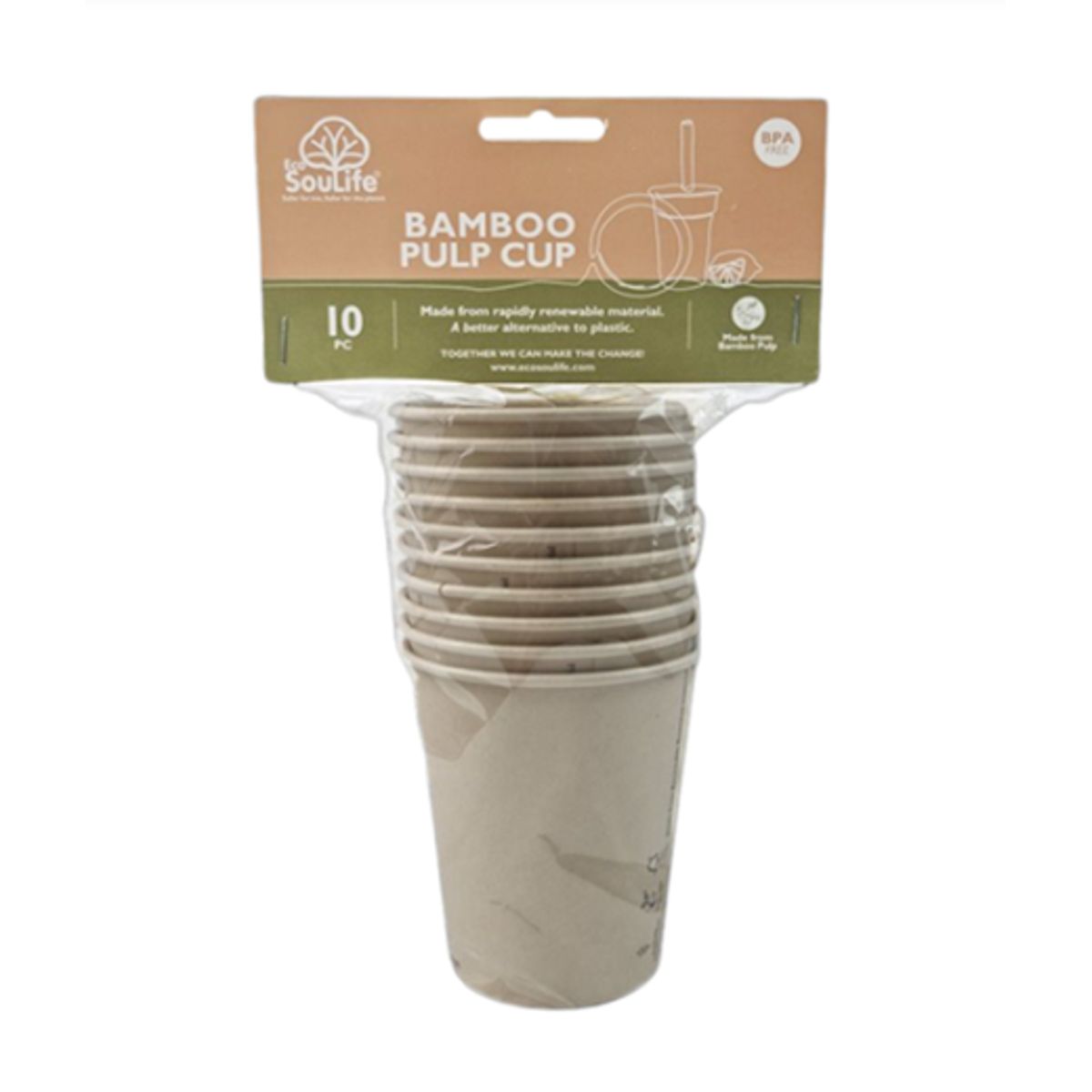 ECOSOULIFE - Set 10 Vasos de Bambú355ml / Biodegradable