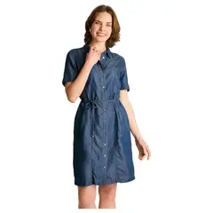 LORENZO DI PONTTI - Vestido Corto Azul Camisero con Cintura Ajustable