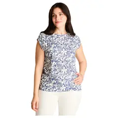 LORENZO DI PONTTI - Blusa Azul Manga Corta No Elasticado Sin Forro Calce Holgado