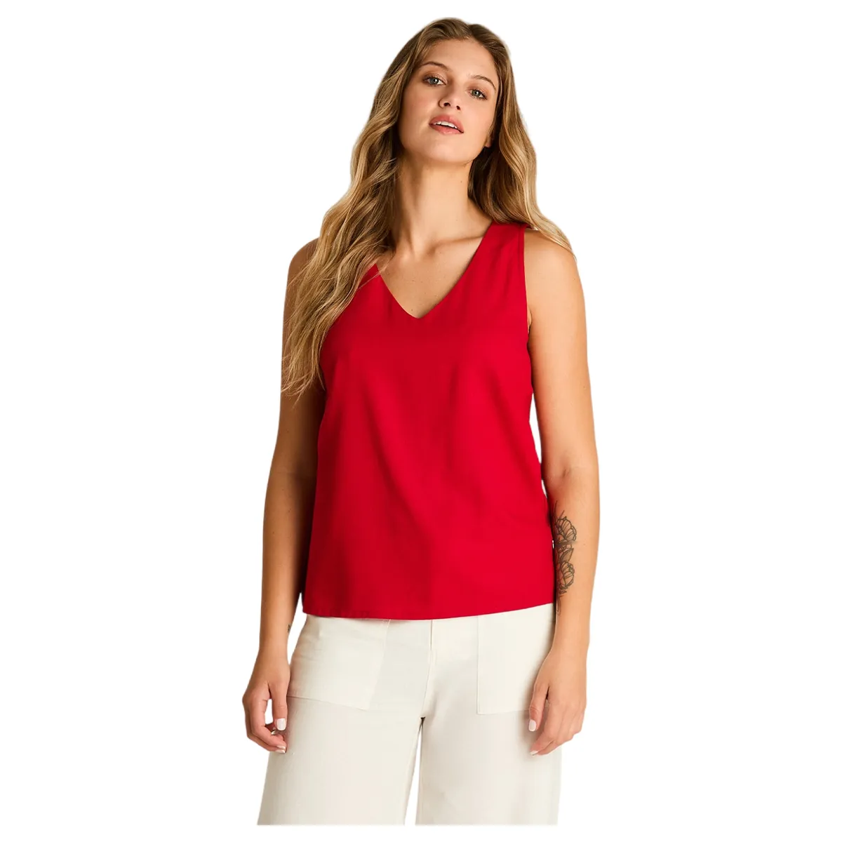 LORENZO DI PONTTI - Blusa Rojo Sin Mangas No Elasticado Sin Forro Calce Normal