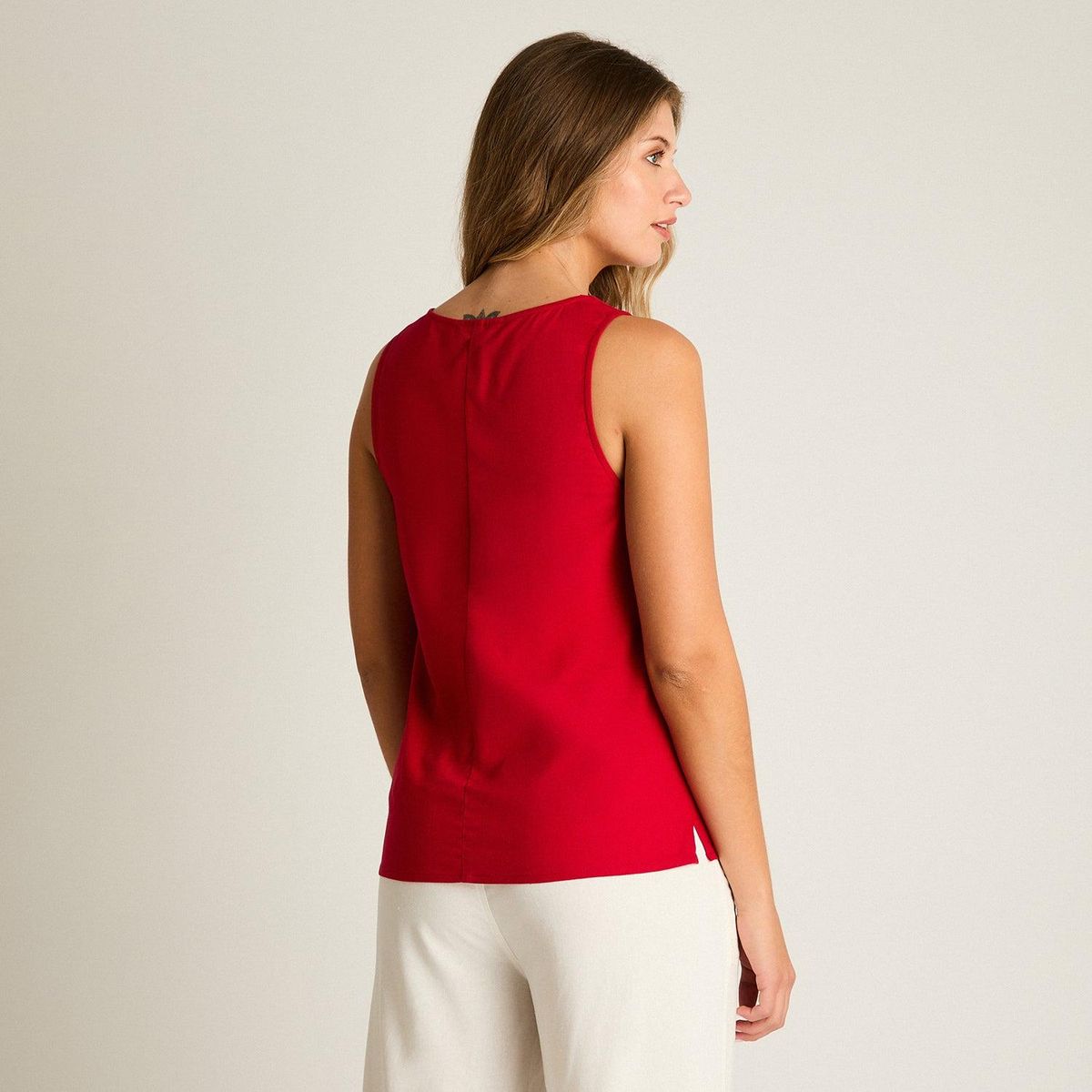 LORENZO DI PONTTI - Blusa Rojo Sin Mangas No Elasticado Sin Forro Calce Normal