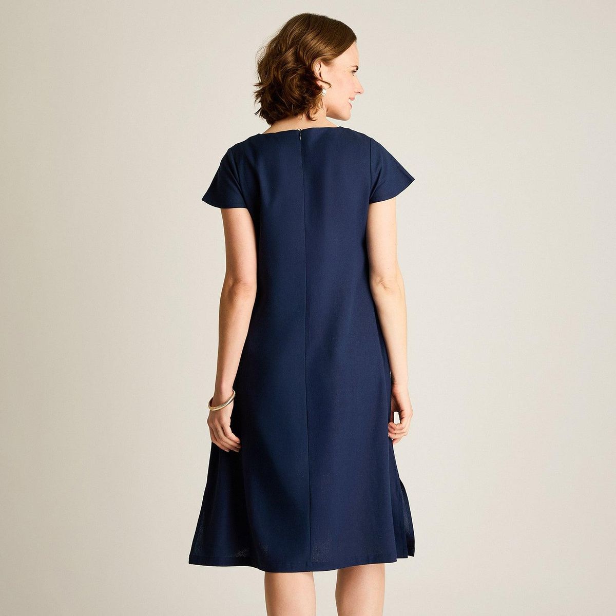 LORENZO DI PONTTI - Vestido Midi Azul Sin Forro Calce Holgado