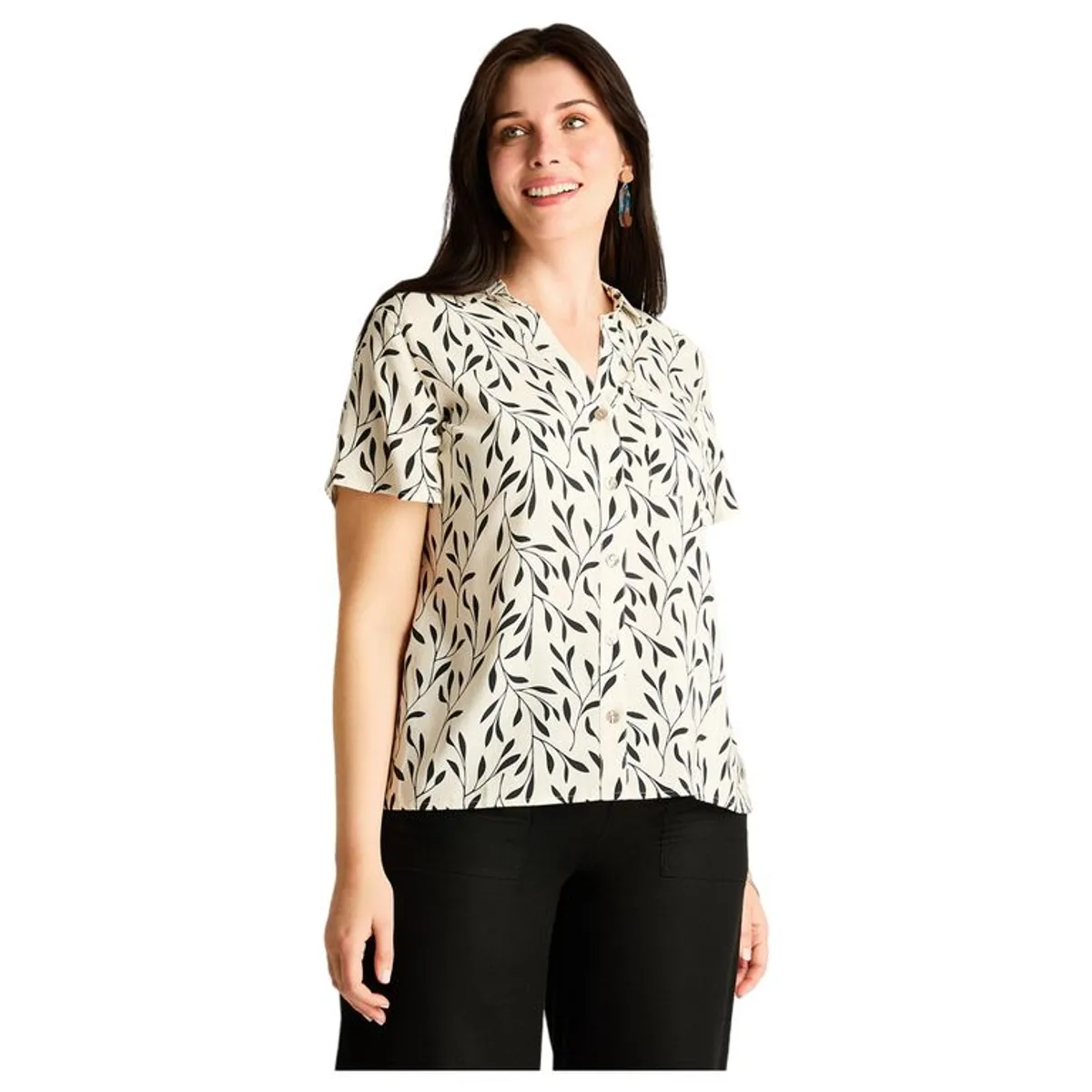 LORENZO DI PONTTI - Blusa Blanco Manga Corta No Elasticado Sin Forro Calce Normal