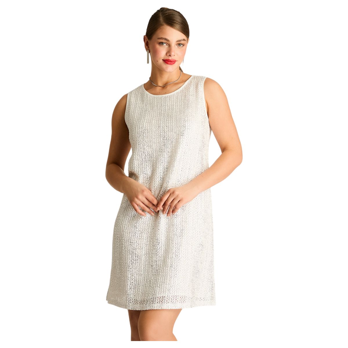 LORENZO DI PONTTI - Vestido Corto Crudo Brillante