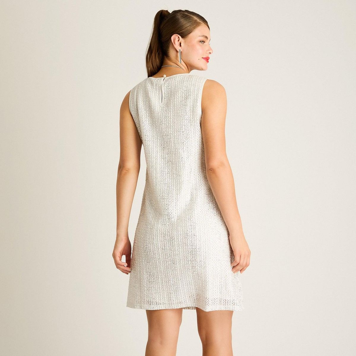 LORENZO DI PONTTI - Vestido Corto Crudo Brillante