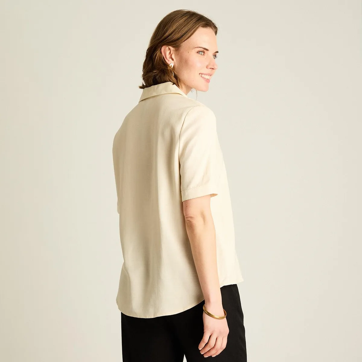 LORENZO DI PONTTI - Blusa Lino Crudo Manga Corta