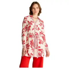LORENZO DI PONTTI - Blusa Roja Estampado Floral con Lazo
