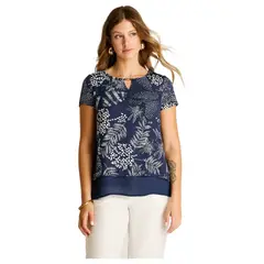 LORENZO DI PONTTI - Blusa Azul Manga Corta