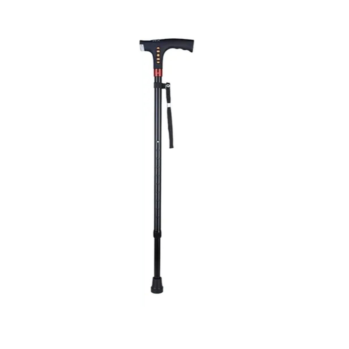 GENERICO - Bastón Ajustable Luz Led Linterna Alarma Radio Fm Mp3 Color Negro
