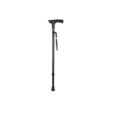 GENERICO - Bastón Ajustable Luz Led Linterna Alarma Radio Fm Mp3 Color Negro