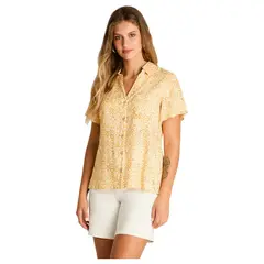LORENZO DI PONTTI - Blusa Mostaza Manga Corta No Elasticado Sin Forro Calce Normal