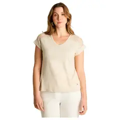 LORENZO DI PONTTI - Polera Beige Tejida con Detalle Brillante