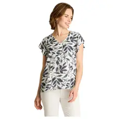 LORENZO DI PONTTI - Blusa Azul Floral Manga Corta