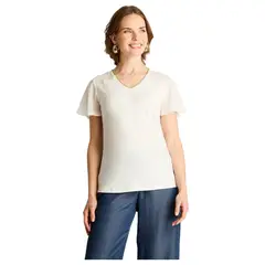 LORENZO DI PONTTI - Polera Crudo Manga Corta Volantes