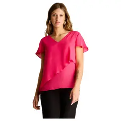 LORENZO DI PONTTI - Blusa Fucsia Asimétrica Cuello V
