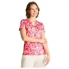 LORENZO DI PONTTI - Polera Fucsia Estampado Floral Manga Corta