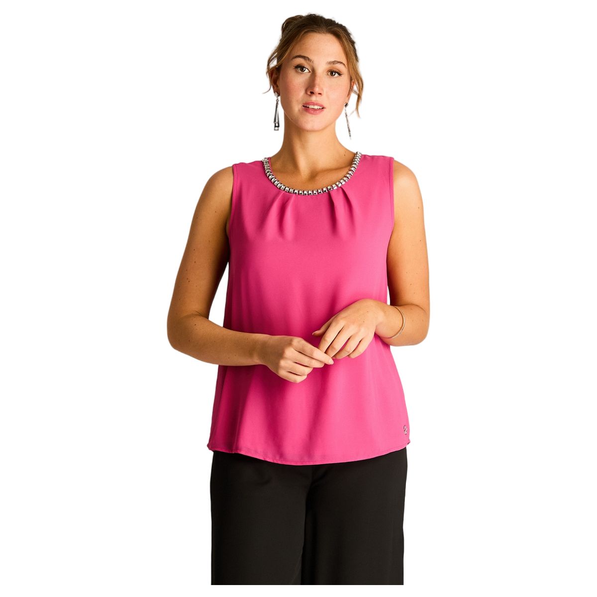 LORENZO DI PONTTI - Blusa Fucsia con Aplique de Brillos
