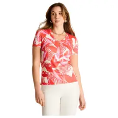 LORENZO DI PONTTI - Polera Roja Estampado Tropical Elegante