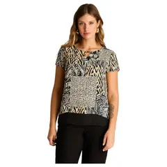 LORENZO DI PONTTI - Blusa Negro Estampado Zigzag