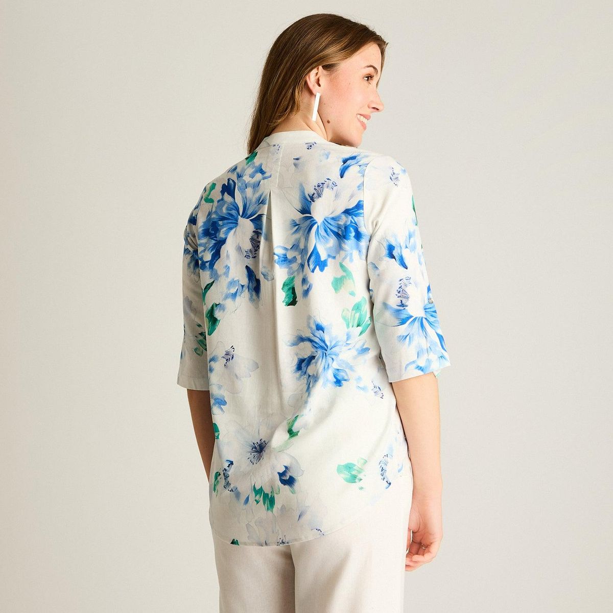 LORENZO DI PONTTI - Blusa Azul Floral Larga