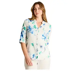 LORENZO DI PONTTI - Blusa Azul Floral Larga