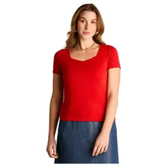 LORENZO DI PONTTI - Polera Roja Escote Cuadrado y Calce Cómodo