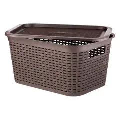 REYPLAST - Caja Organizadora Ratán 6 Lt. / Pack 3 Color Marrón Oscuro