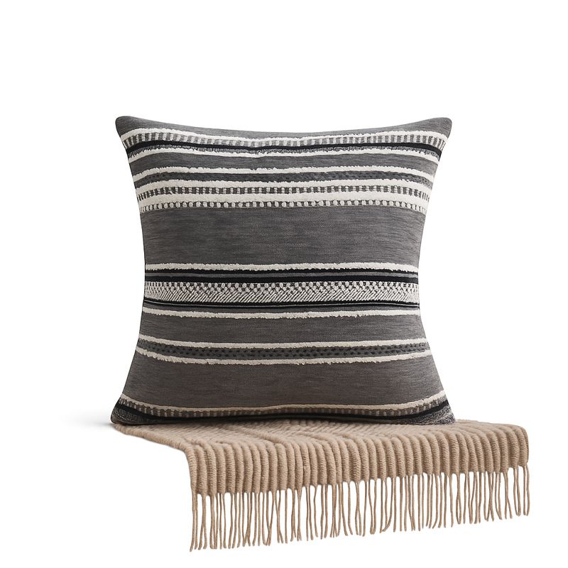 ARMONIA - Cojín decorativo chenille gris diseño chic living 759