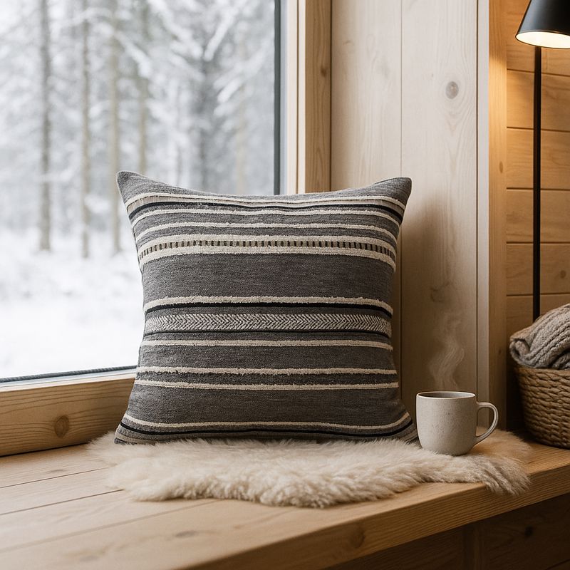 ARMONIA - Funda de cojín gris chenille textil premium dormitorio 759