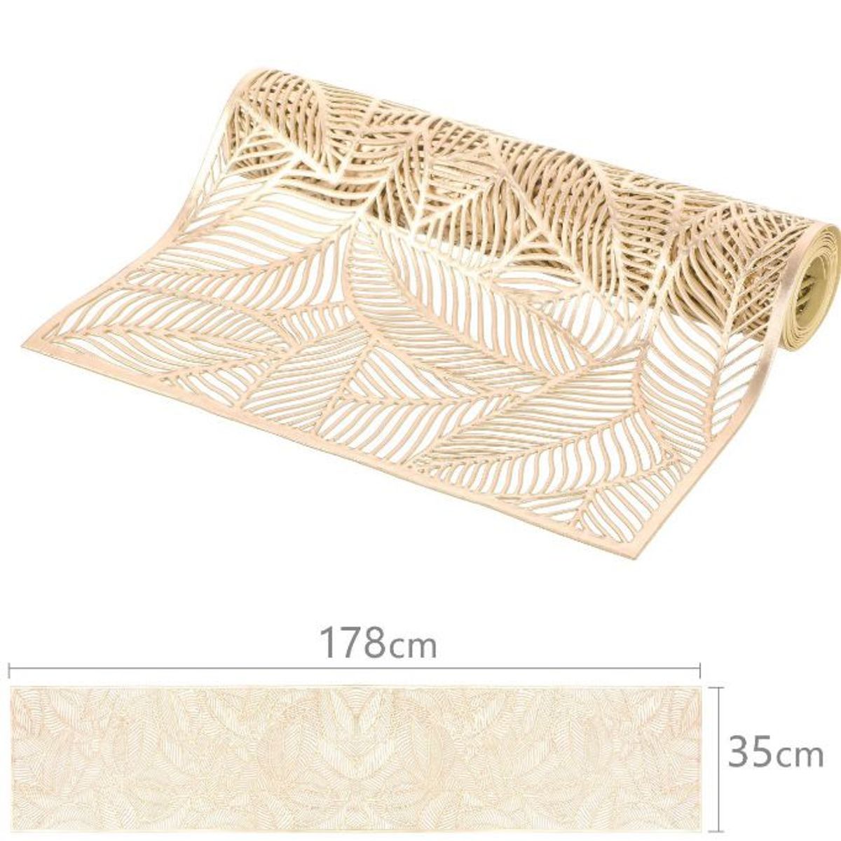 HOMEY - Pack 2 Camino de mesa PVC Diseño de hojas Dorado