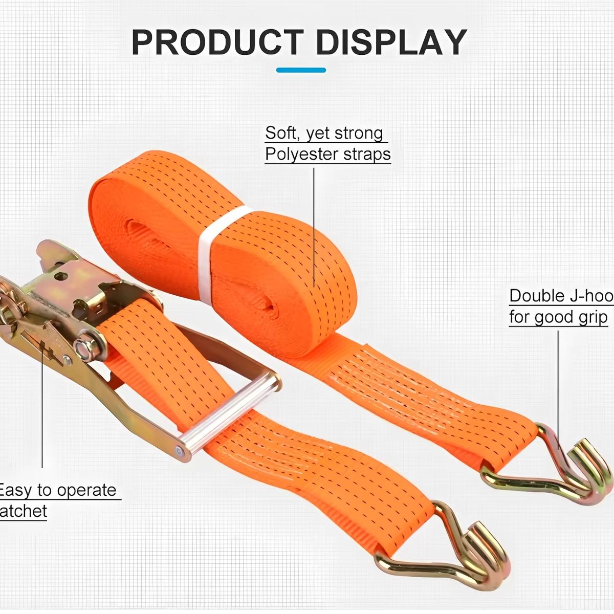 GENERICO - Pack 6 Eslingas De Amarre Con Ratchet De 9 Metros Para 5000kg