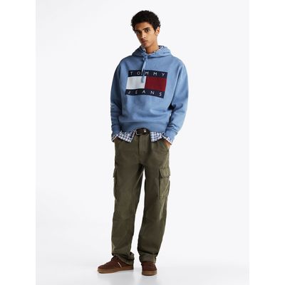 Imagen 2 del producto Polerón Hoodie Relaxed Mélange Logo Celeste Tommy Jeans