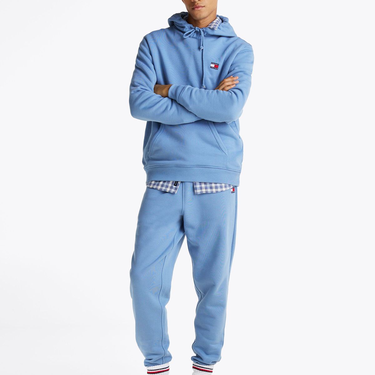 TOMMY HILFIGER - Polerón Hoodie Con Logo De Parche Celeste Tommy Jeans