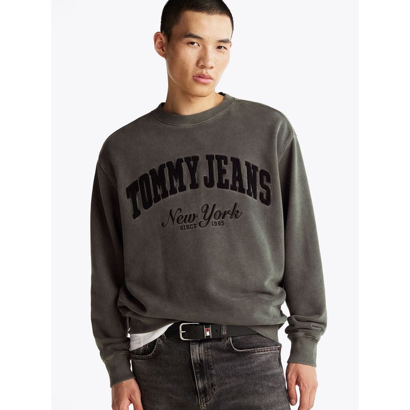 TOMMY HILFIGER - Polerón Relaxed Con Efecto Lavado Negro Tommy Jeans