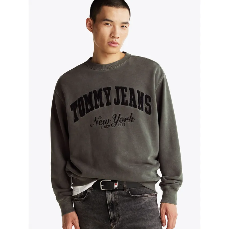 TOMMY HILFIGER - Polerón Relaxed Con Efecto Lavado Negro Tommy Jeans