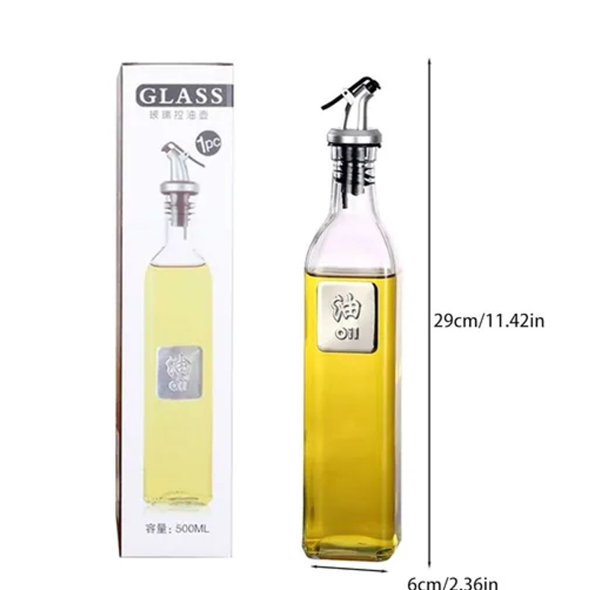 GENERICO - Botella Dispensadora De Aceite Y Vinagre De Vidrio De 500ml