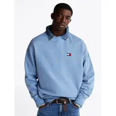 TOMMY HILFIGER - Polerón Relaxed Tj Label Celeste Tommy Jeans