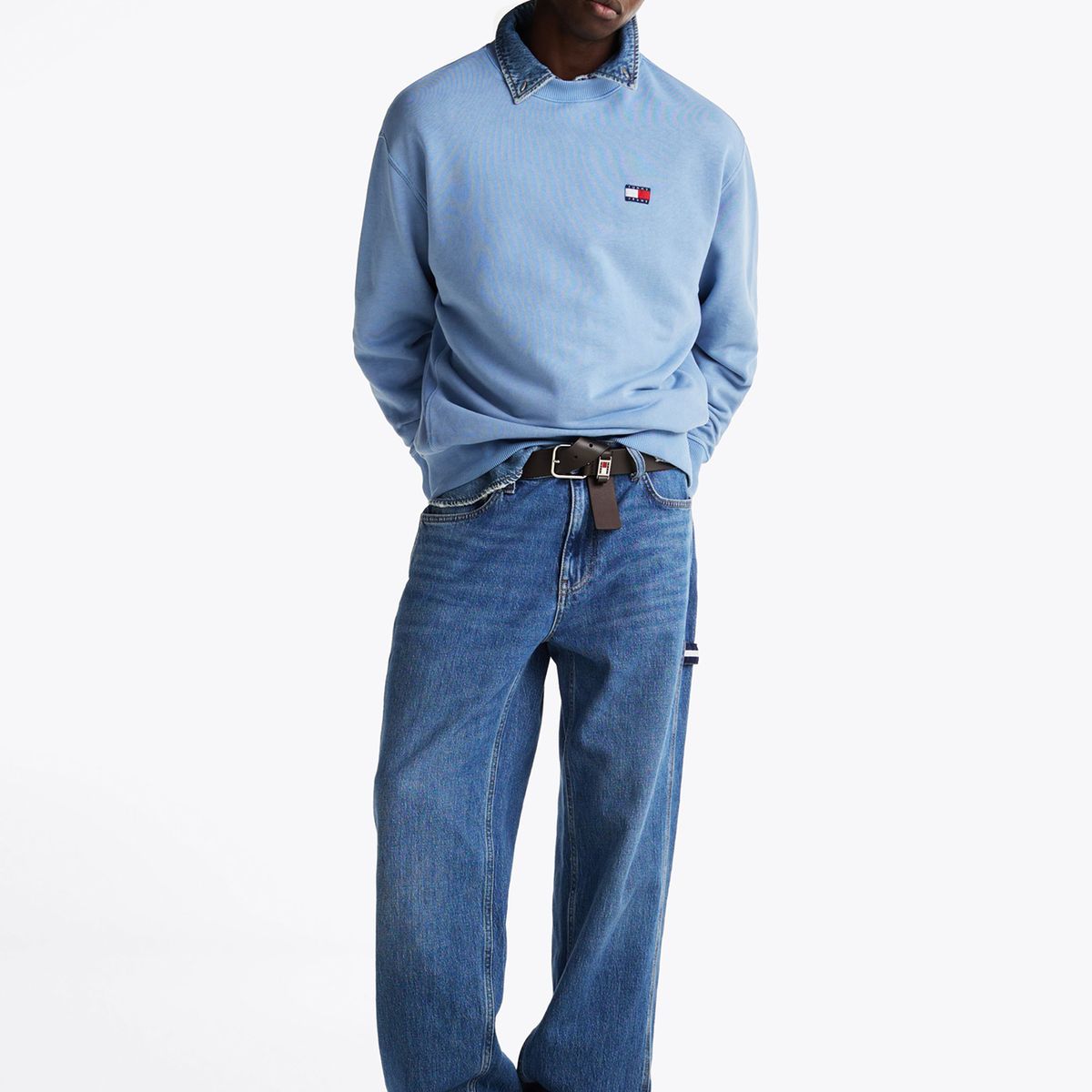 TOMMY HILFIGER - Polerón Relaxed Tj Label Celeste Tommy Jeans