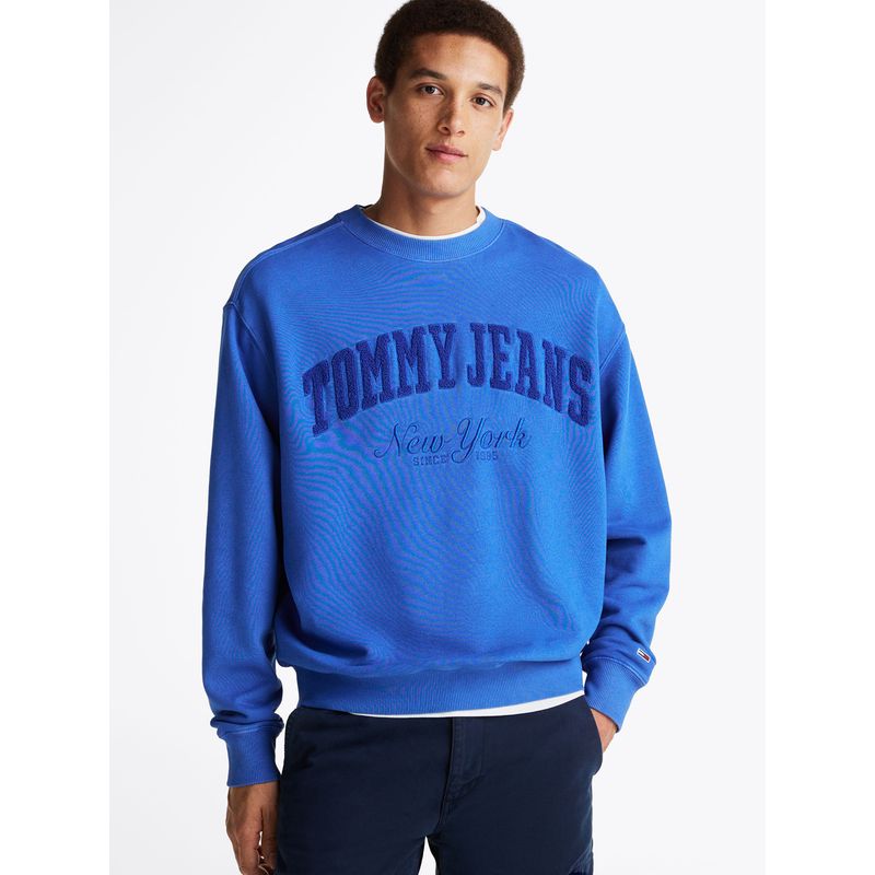 TOMMY HILFIGER - Polerón Relaxed Con Efecto Lavado Azul Tommy Jeans