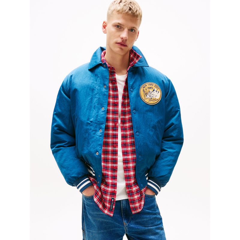 TOMMY HILFIGER - Bomber Con Logo De Parche Azul Tommy Jeans