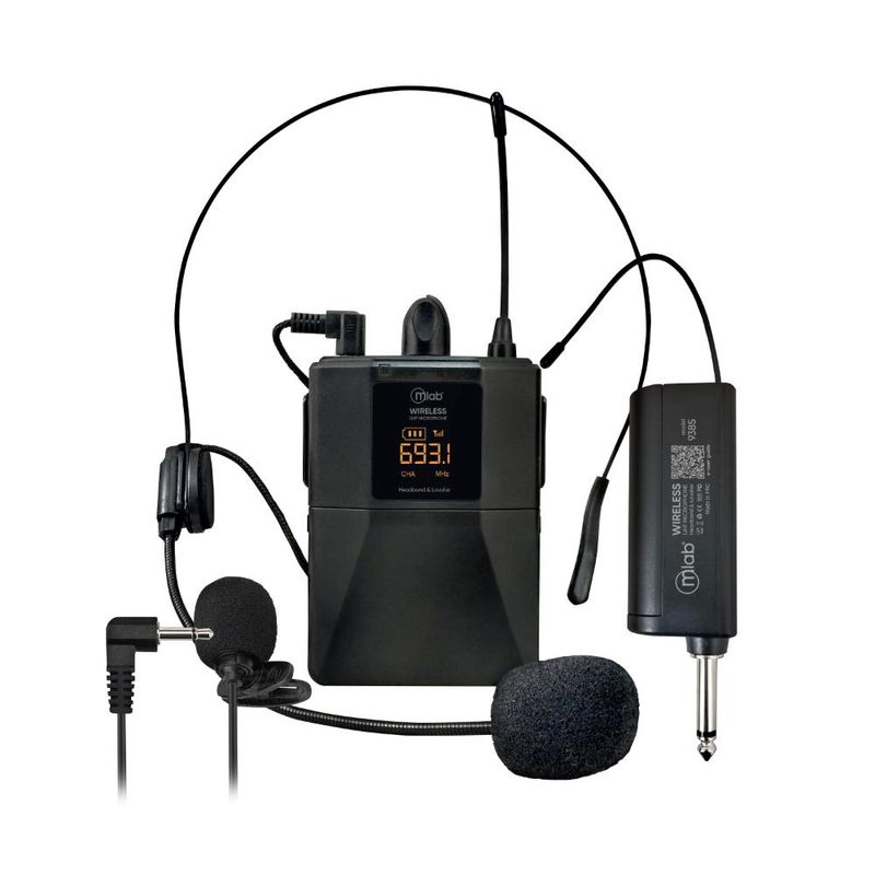 MLAB - Micrófono Mlab 9385 portátil inalámbrico UHF 2 en 1 Recargable