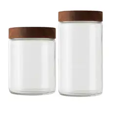 ALLEGRA - Set 2 Frascos Vidrio Tapa De Madera 750mL + 1000mL