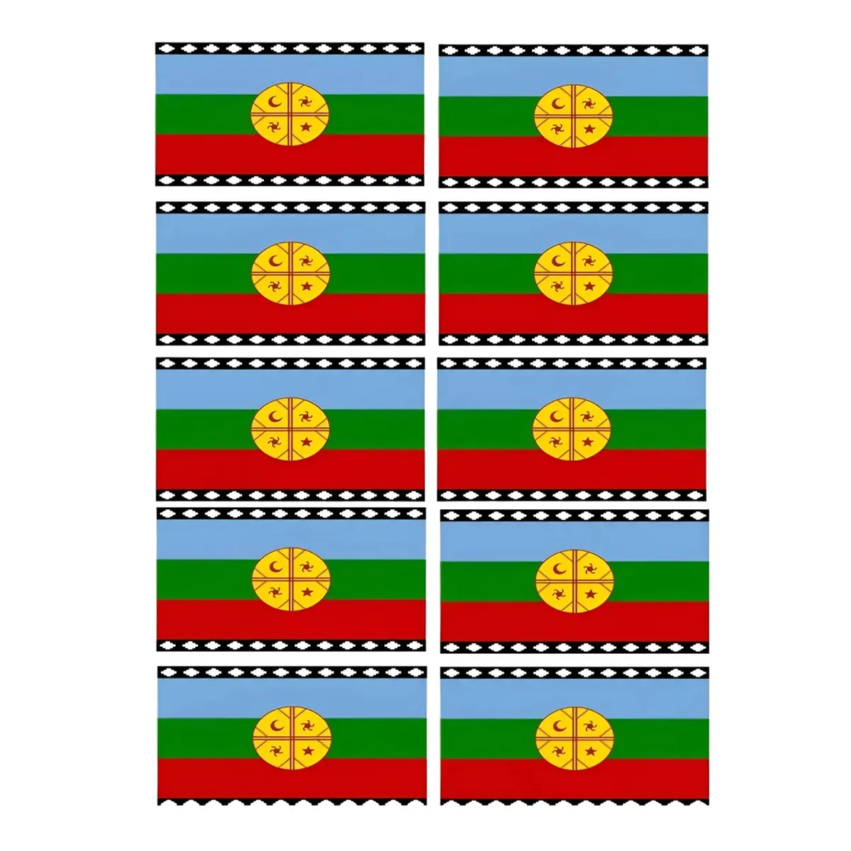 Pack 10 Bandera Mapuche Chilena Bandera Chile Mediana 90x145, marca GENERICO - Foto Principal