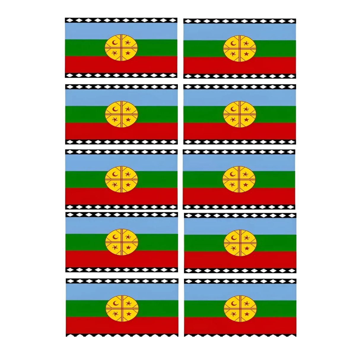 Pack 10 Bandera Mapuche Chilena Bandera Chile Mediana 90x145, marca GENERICO - Foto Principal