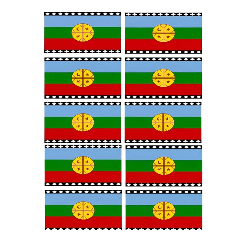 GENERICO - Pack 10 Bandera Mapuche Chilena Bandera Chile Mediana 90x145