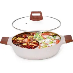 WAKESHOME - Olla Antiadherente Con Division Caserola 2 En 1 Sarten 30cm