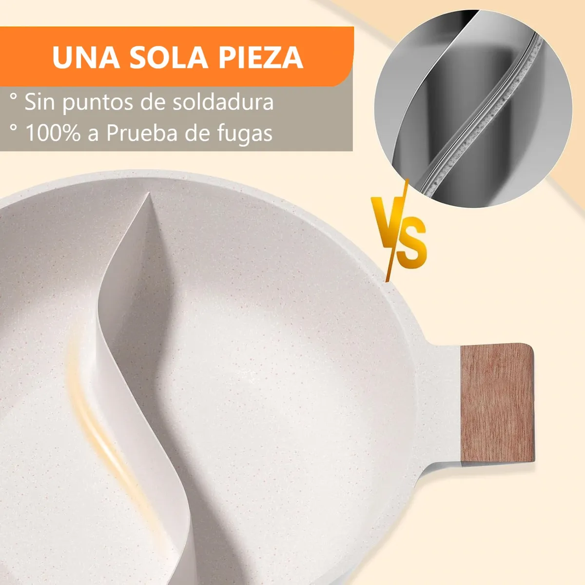 WAKESHOME - Olla Antiadherente Con Division Caserola 2 En 1 Sarten 30cm
