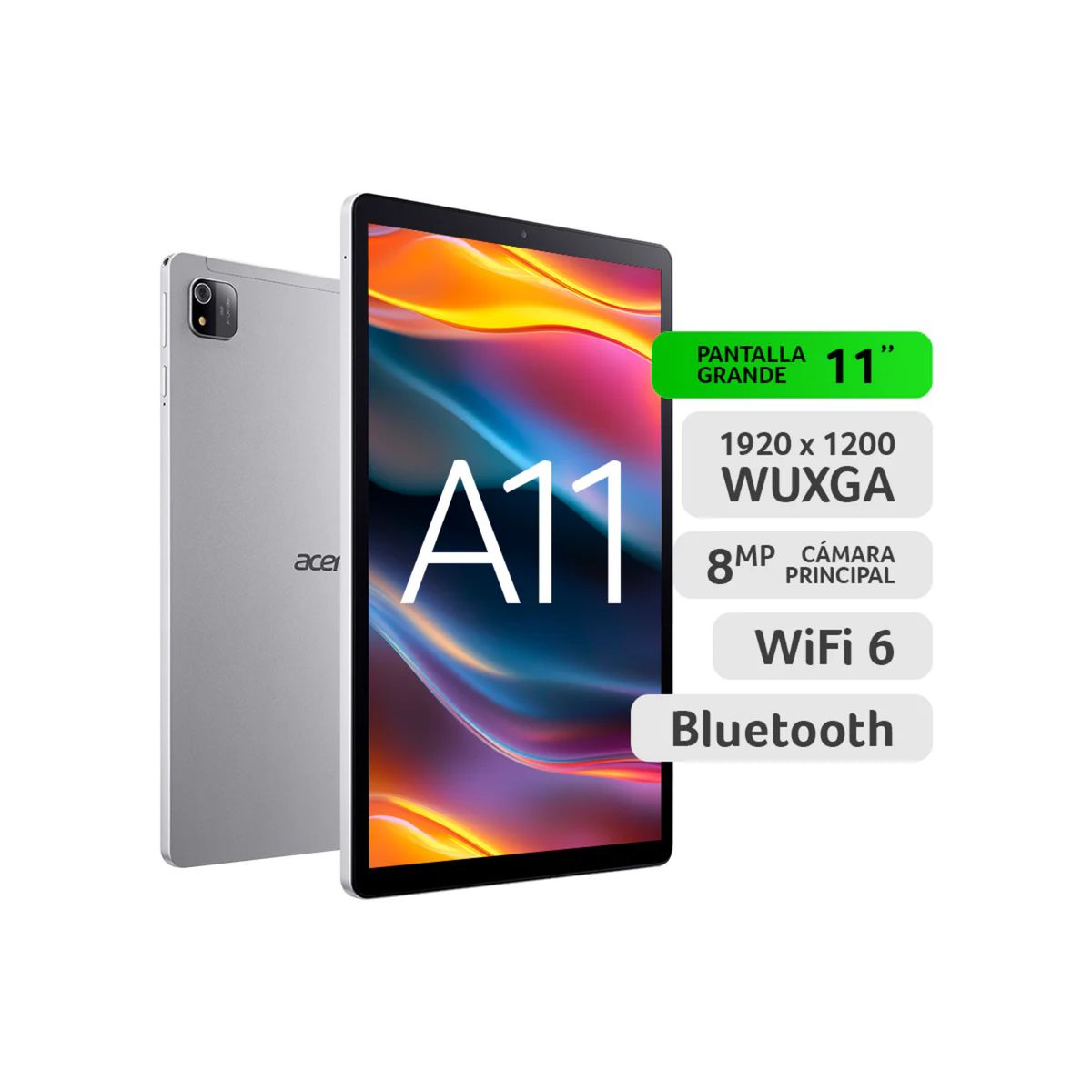 ACER - Tablet Acer A11-11-A6D7-1 /  IPS 11'1200 x 1920 / Android 14 //128GB almacenamiento/ GPS/ 4gb RAM