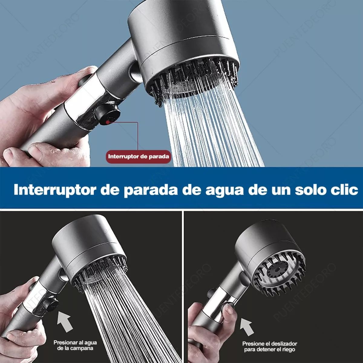 MOVI - Cabezal De Ducha Alta Presión 4 En 1 con Filtro Purificador de Agua