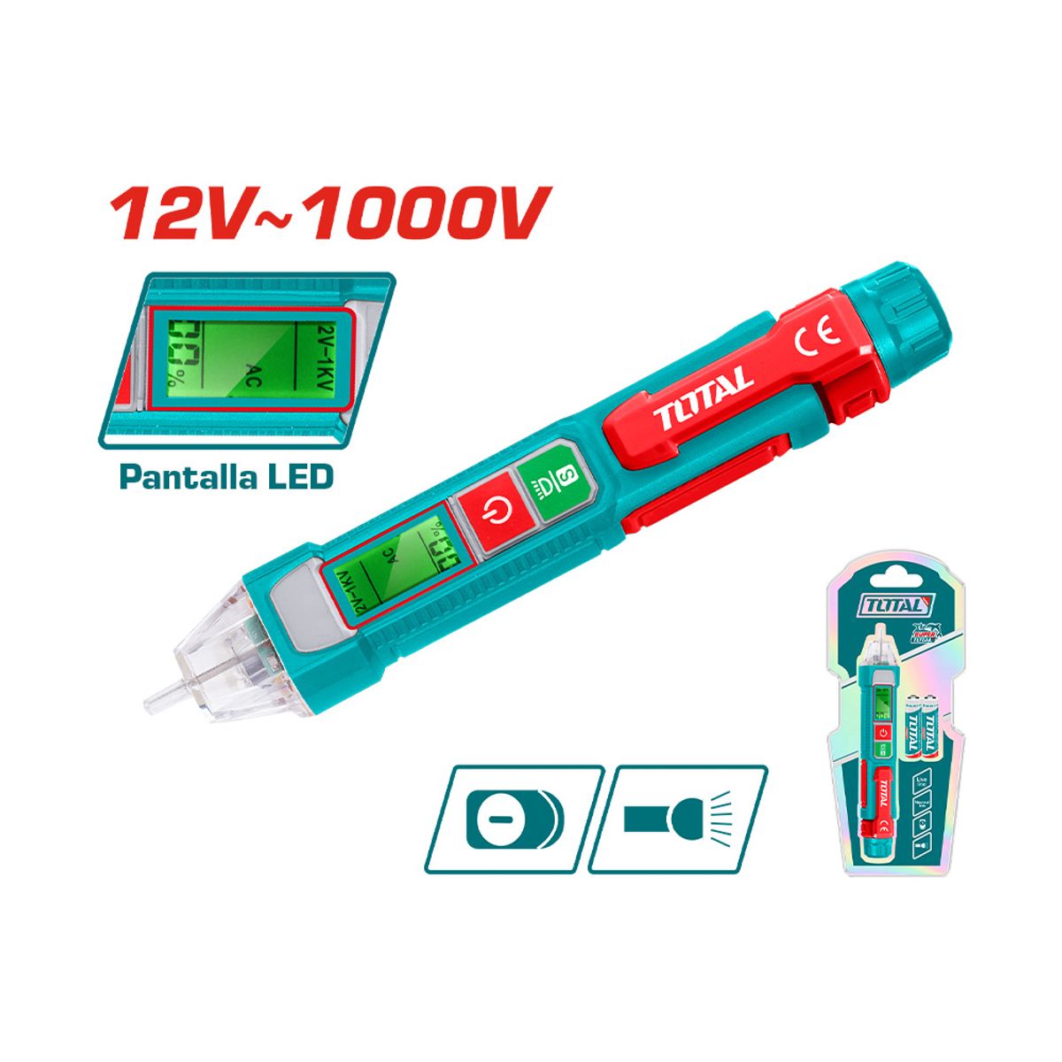 TOTAL TOOLS - Detector de Tensión Alterna 12V - 1000V Total